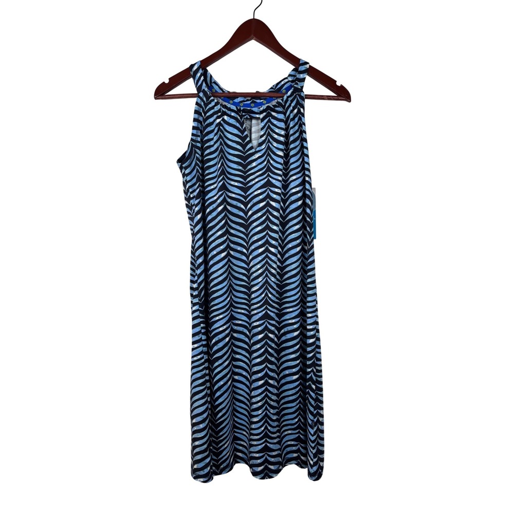 Banana Boat Sleeveless Shift Dress Womens Large Blue Black‎ UPF 50+ New NWT